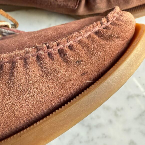 Sebago Women’s Shearling Lined Suede Moccasin Boots – Size 9 Burgundy - Picture 8 of 11